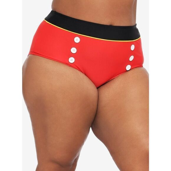 Disney Mickey Mouse High-Waisted Swim Bottoms Plus Size 2 - Picture 1 of 5